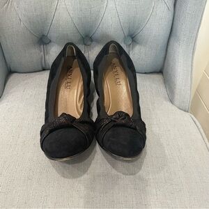 ANYI Lu Suede Scrunch Wedges size 38.5 EU. Equivalent to a 8 US.